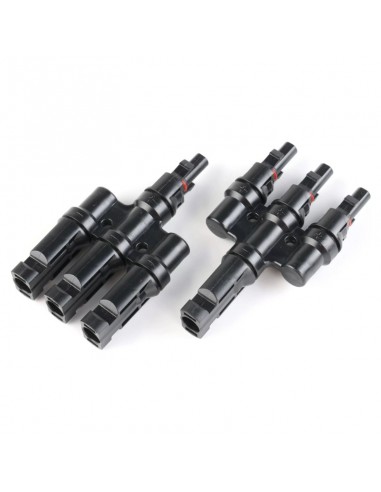 Set conectori, mufe MC4 1 la 3T branch, ramnificati 1000V DC 30A pt. conductori, cabluri solare de 4-6 mm panouri fotovoltaice