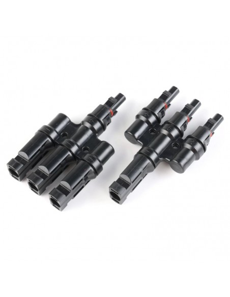 Set conectori, mufe MC4 1 la 3T branch, ramnificati 1000V DC 30A pt. conductori, cabluri solare de 4-6 mm panouri fotovoltaice