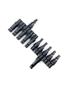 Set Conectori, mufe tip MC4 1 la 5T branch, ramnificati 1000V DC 30A pt. conductor, cablu solar de 4-6 mm panouri fotovoltaice