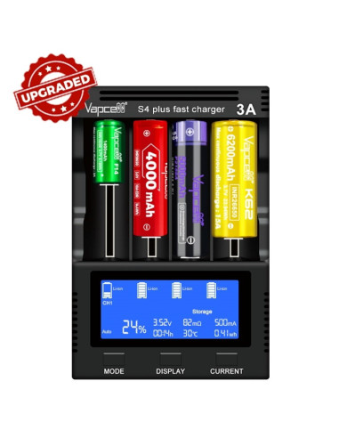 Vapcell S4 Plus v3.0 incarcator, tester universal rapid 3A pentru acumulatori Li-Ion Ni-Cd Ni-Mh + storage mode